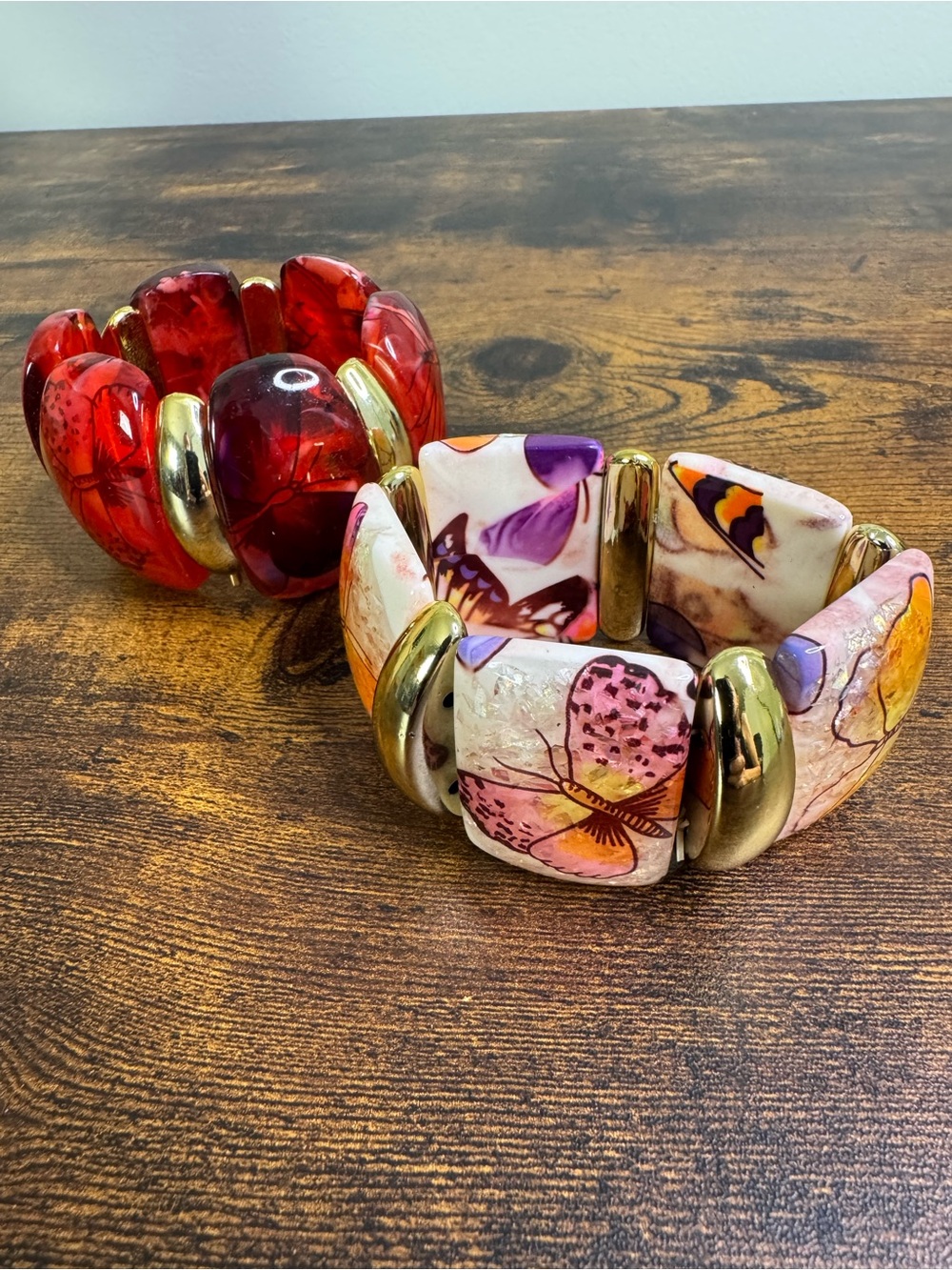 Chunky Butterfly Stretch Bracelets - Size 7 approximately